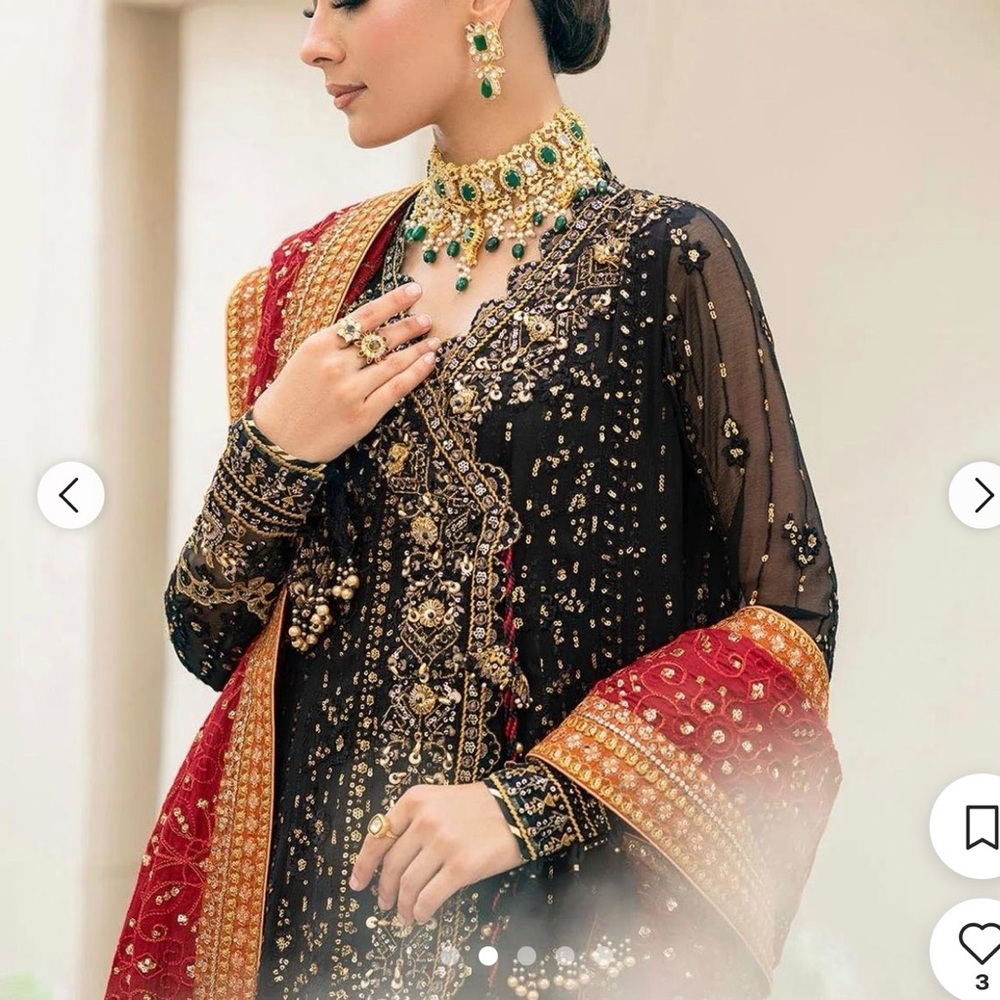 Three Piece Angrakha Style Long Pakistani Dress. New - Picture 12 of 12